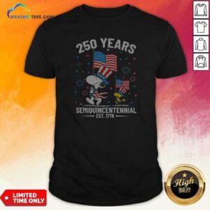 Funny Snoopy And Bird 250 Years Semiquincentennial Flags Shirt