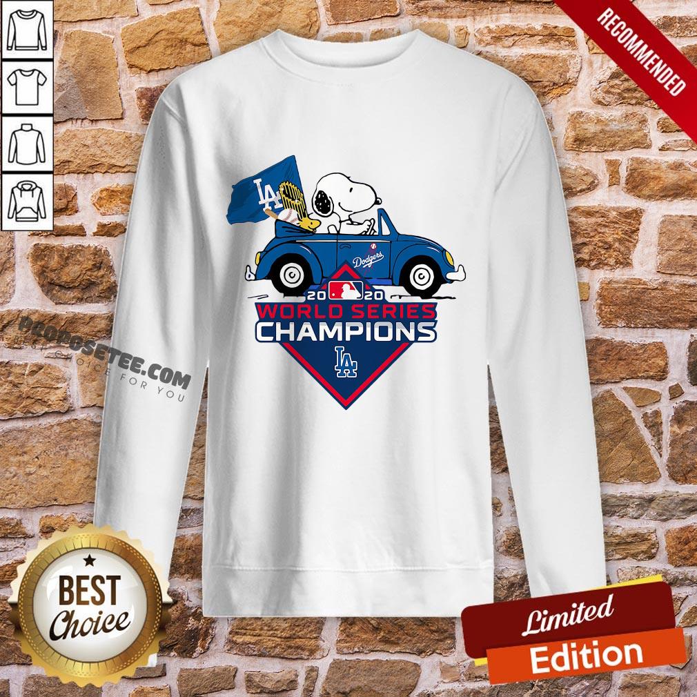 Funny Snoopy And Woodstock Los Angeles Dodgers World Series Champions Shirt - Image 4