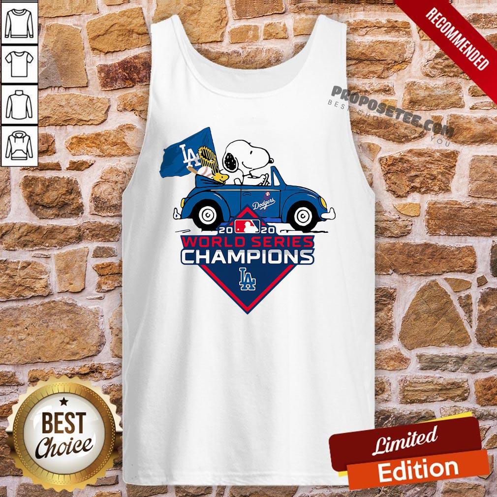 Funny Snoopy And Woodstock Los Angeles Dodgers World Series Champions Shirt - Image 3