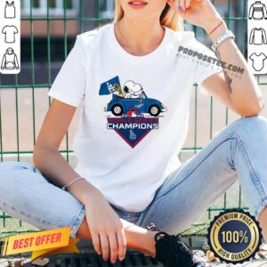 Alternative view of Funny Snoopy And Woodstock Los Angeles Dodgers World Series Champions Shirt