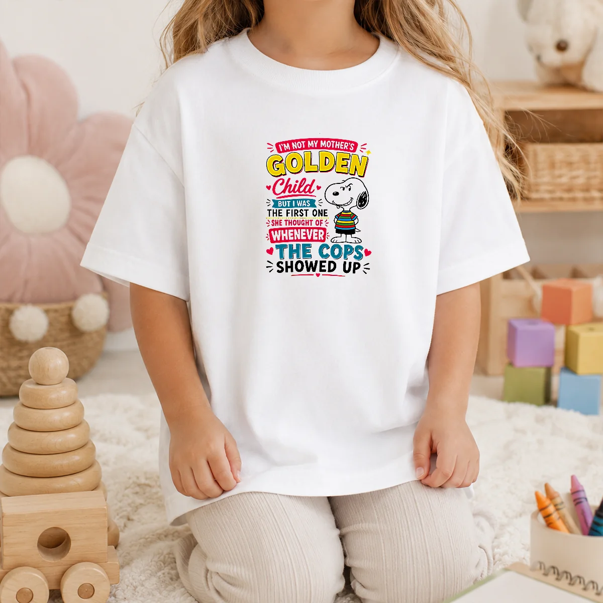 Funny Snoopy Peanuts I Not My Mother Golden Child But I Was The First One She Shirt - Image 7