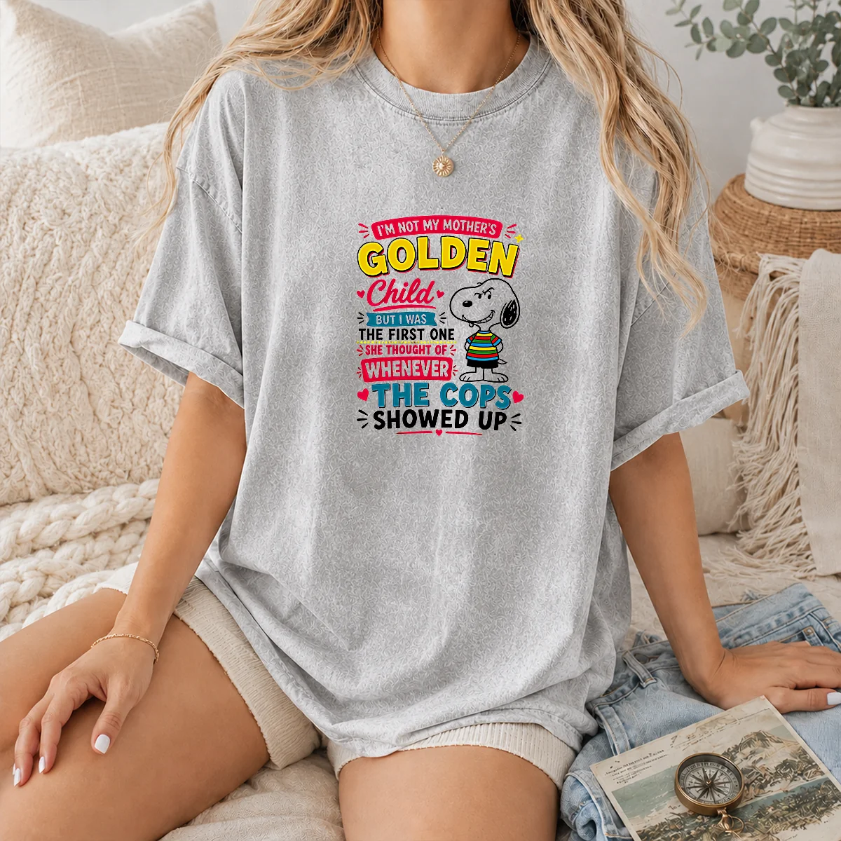 Funny Snoopy Peanuts I Not My Mother Golden Child But I Was The First One She Shirt - Image 6