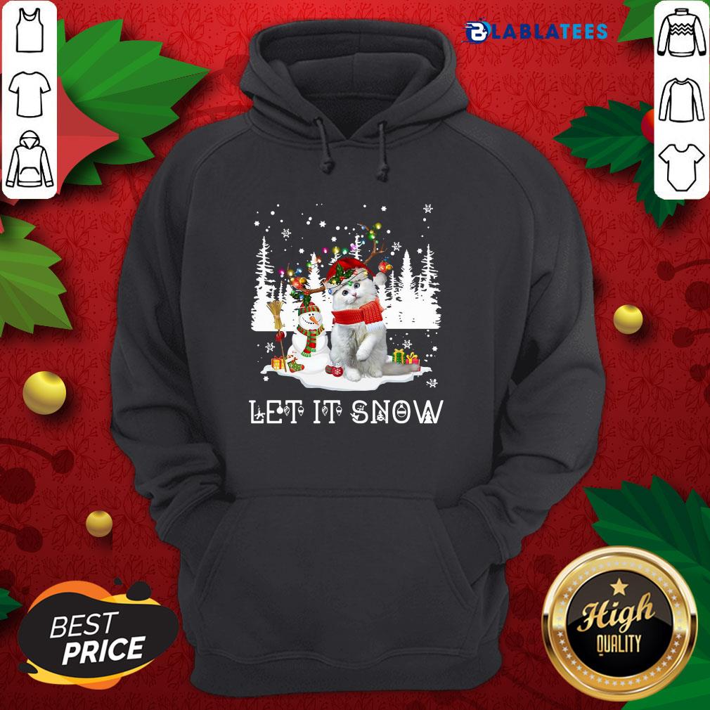 Funny Snowman And Cat Let It Snow Ugly Christmas Shirt - Image 2
