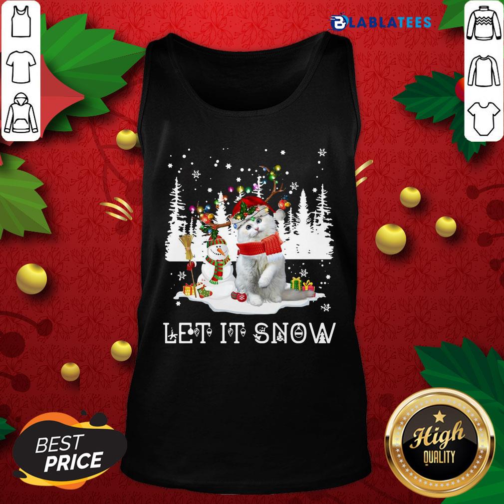 Funny Snowman And Cat Let It Snow Ugly Christmas Shirt - Image 4