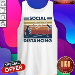 Alternative view of Funny Social Distancing Fishing Vintage Retro Shirt