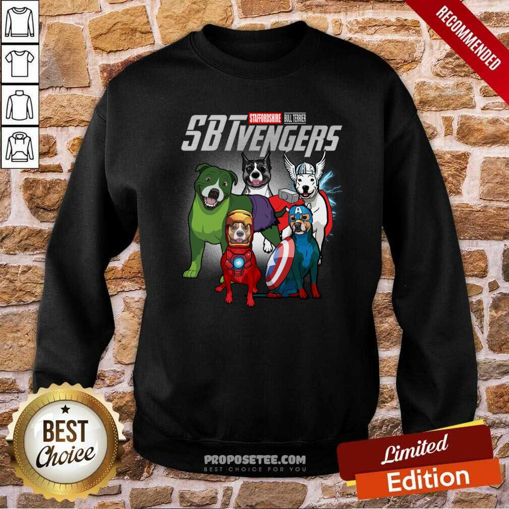 Funny Staffordshire Bull Terrier Marvel Avengers SBTvengers Shirt - Image 4