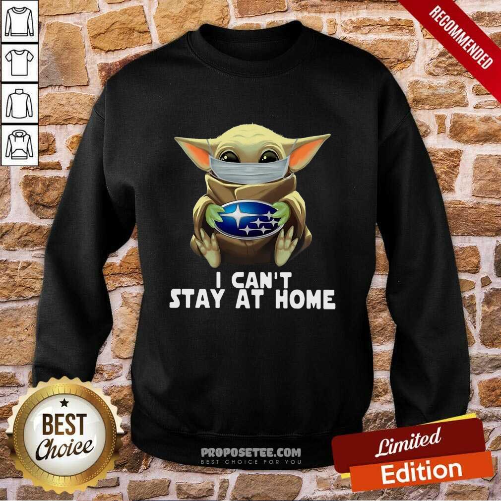 Funny Star Wars Baby Yoda Mask Hug Subaru I Can’t Stay At Home Shirt - Image 4