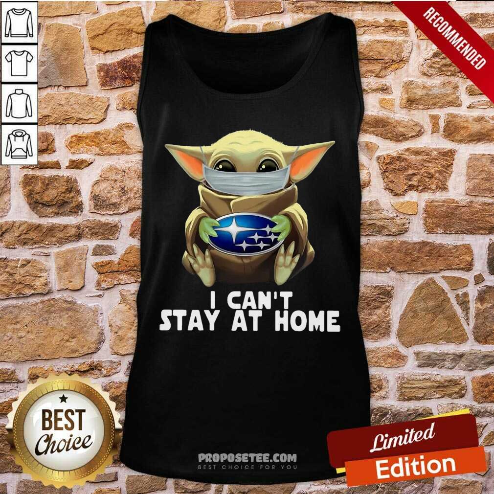Funny Star Wars Baby Yoda Mask Hug Subaru I Can’t Stay At Home Shirt - Image 3