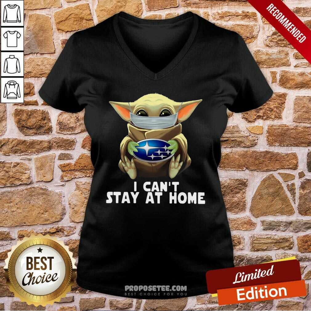 Funny Star Wars Baby Yoda Mask Hug Subaru I Can’t Stay At Home Shirt - Image 2