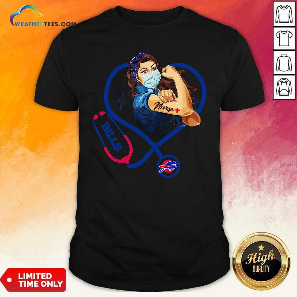 Funny Strong Women Face Mask Tattoo Nurse Buffalo Bills Heartbeat Shirt