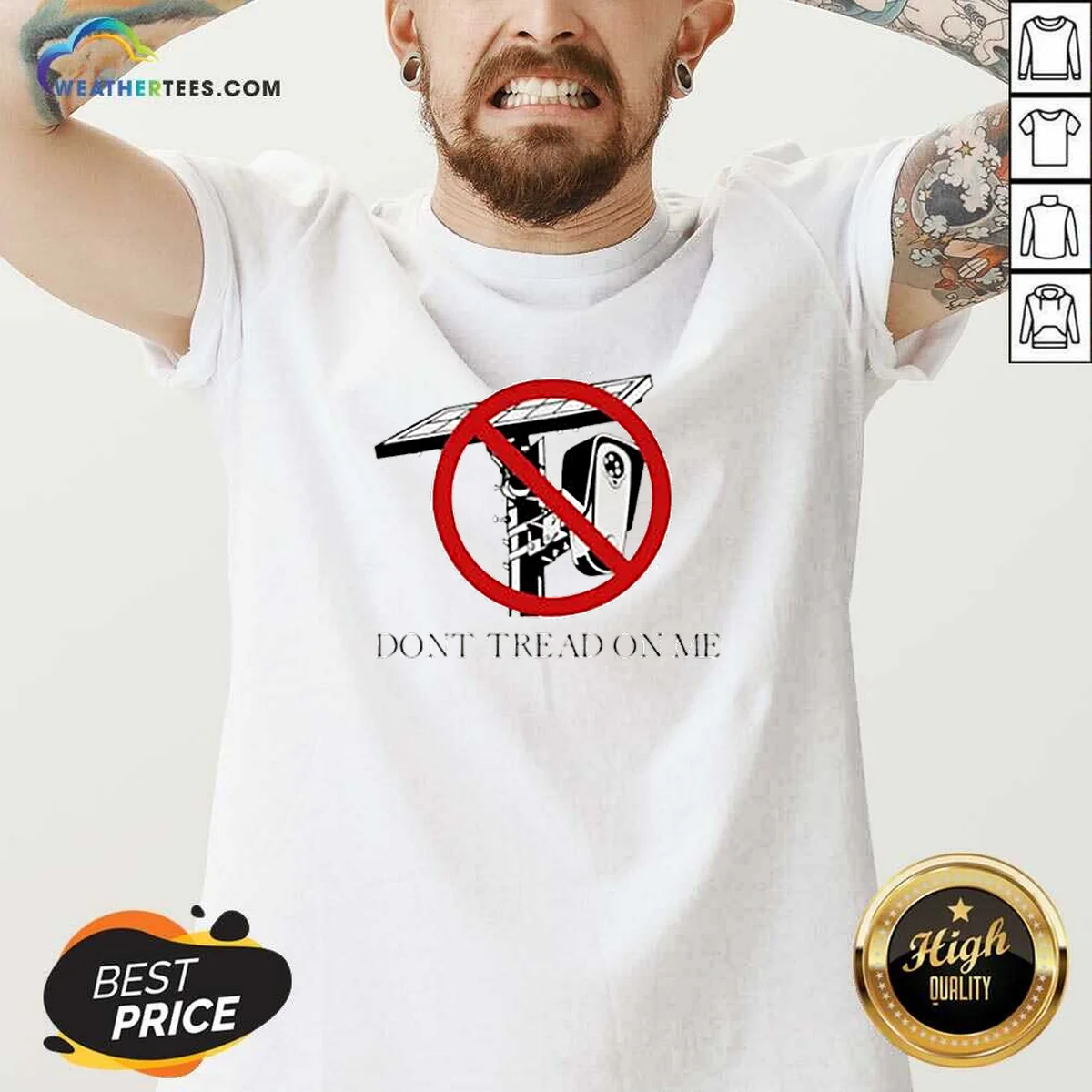 Funny Surveillance Camera Solar Power Gadsden Flag DONT TREAD ON ME Libertarian Shirt - Image 2