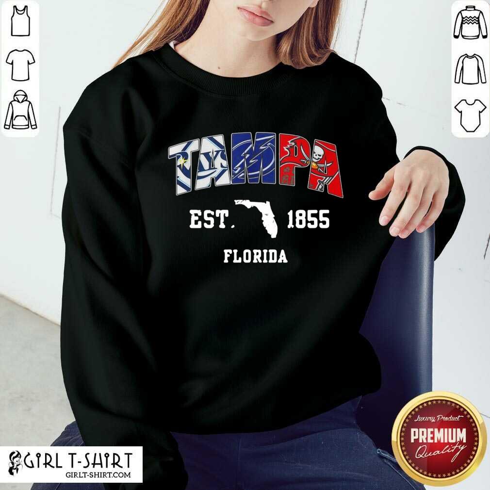 Funny Tampa Tampa Bay Rays Tampa Bay Lightning Tampa Bay Buccaneers Est 1855 Florida Shirt - Image 2