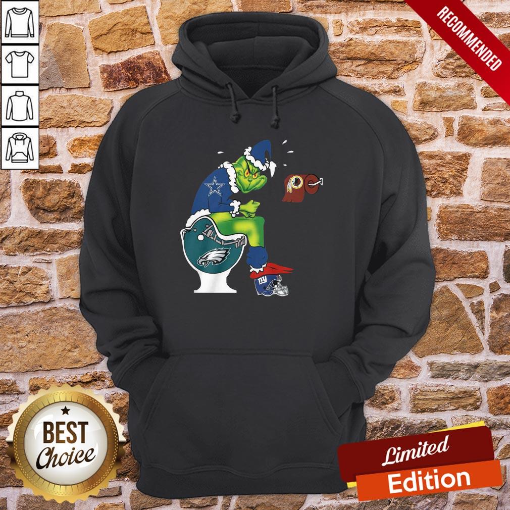 Funny The Grinch Dallas Cowboys Shit On Toilet Philadelphia Eagles And Other Teams Christmas Shirt - Image 5