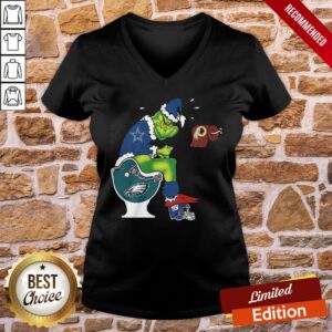 Alternative view of Funny The Grinch Dallas Cowboys Shit On Toilet Philadelphia Eagles And Other Teams Christmas Shirt