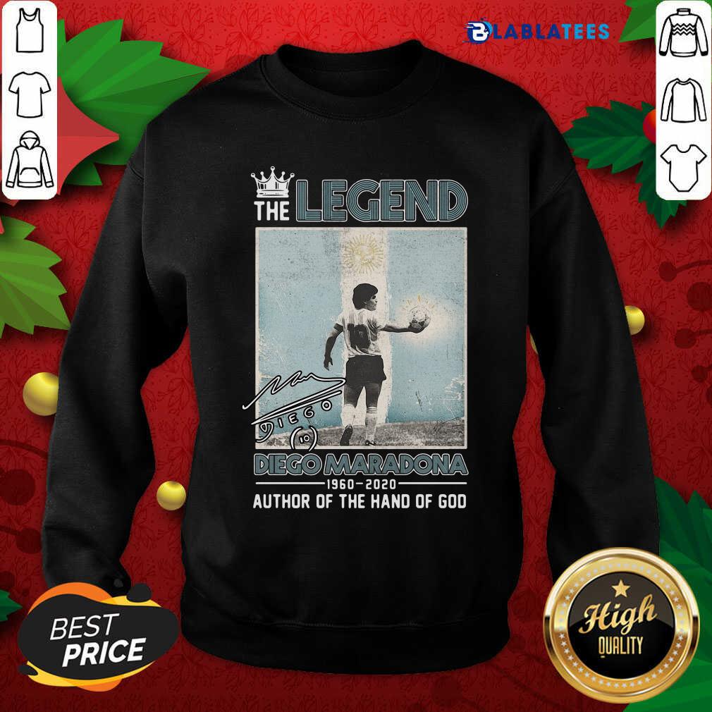 Funny The Legend Diego Maradona 1960 2020 Signature Author Of The Hand Of God Shirt - Image 5