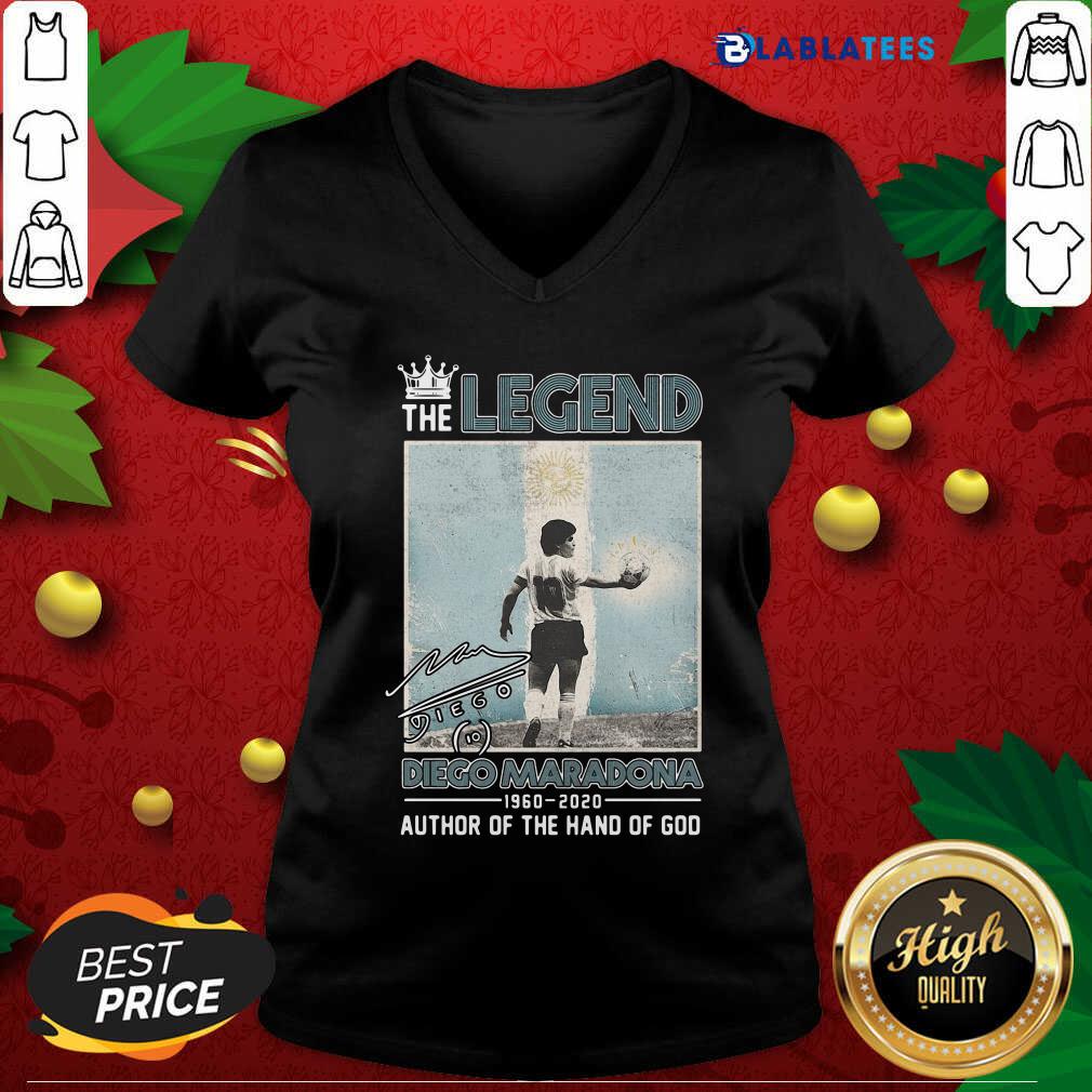 Funny The Legend Diego Maradona 1960 2020 Signature Author Of The Hand Of God Shirt - Image 3
