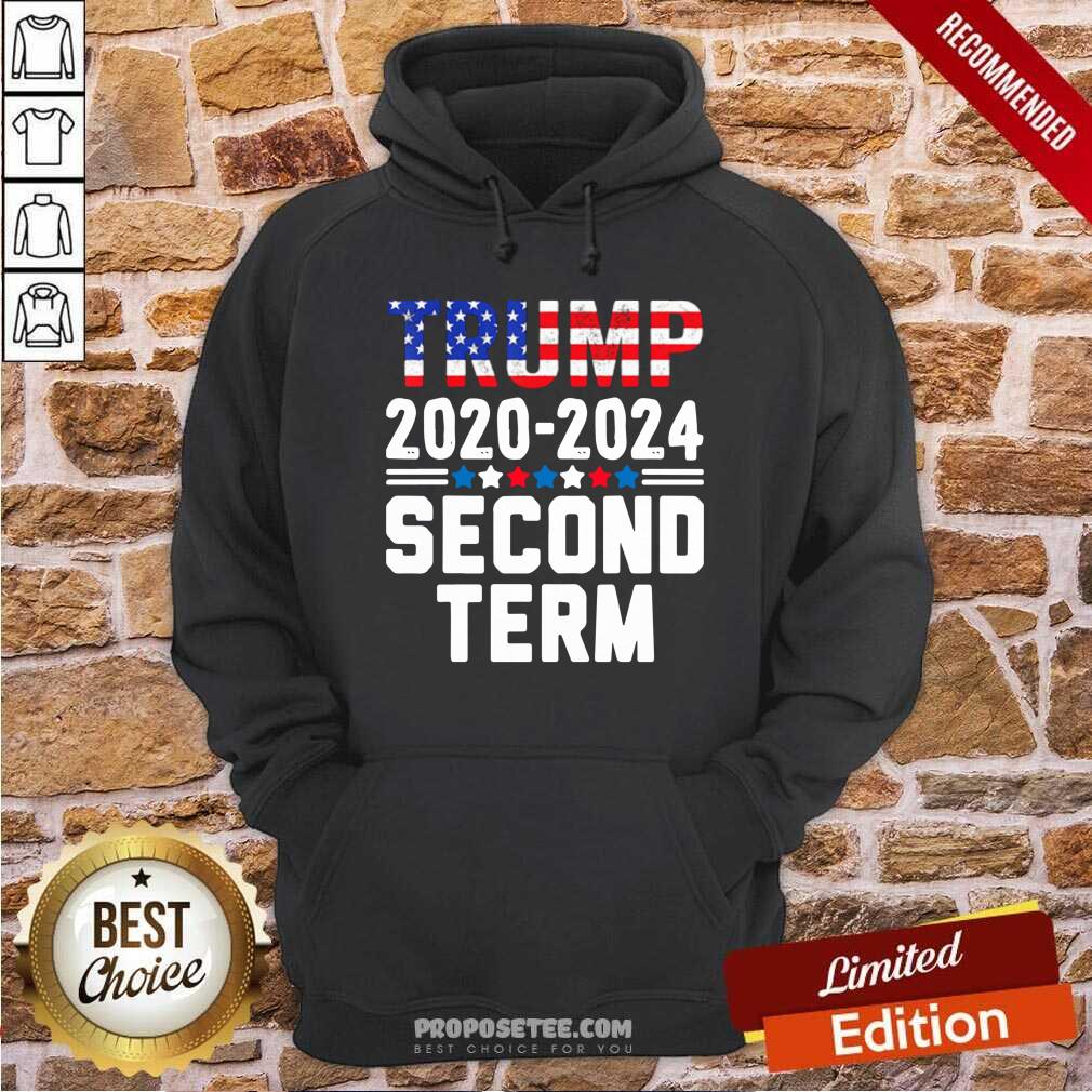 Funny Trump 2020 2024 Second Term Vintage American Flag Shirt - Image 2