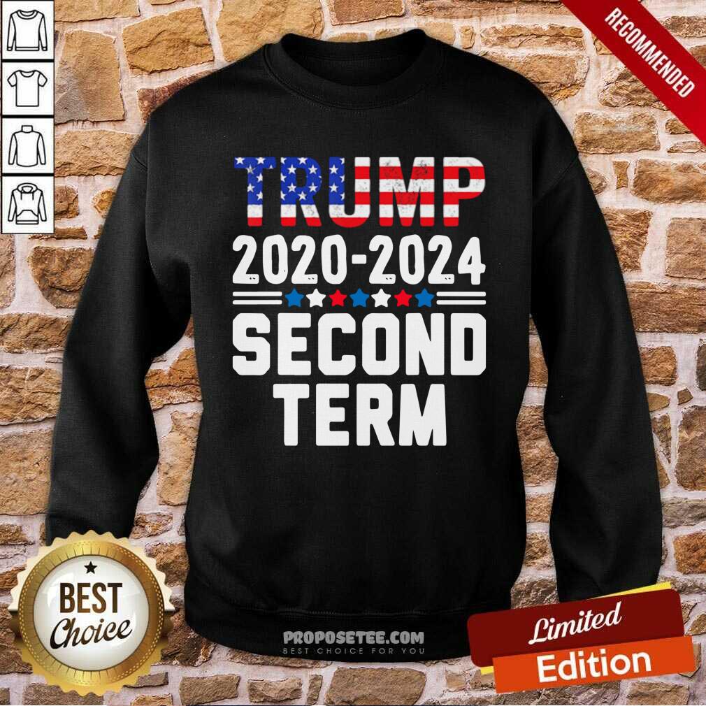 Funny Trump 2020 2024 Second Term Vintage American Flag Shirt - Image 5