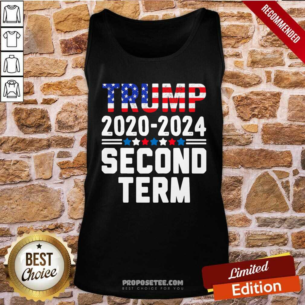 Funny Trump 2020 2024 Second Term Vintage American Flag Shirt - Image 4