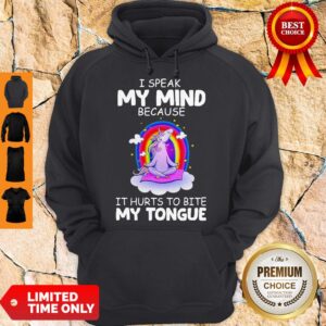 Alternative view of Funny Unicorn Yoga I Speak My Mind Because It Hurts To Bite My Tongue Shirt