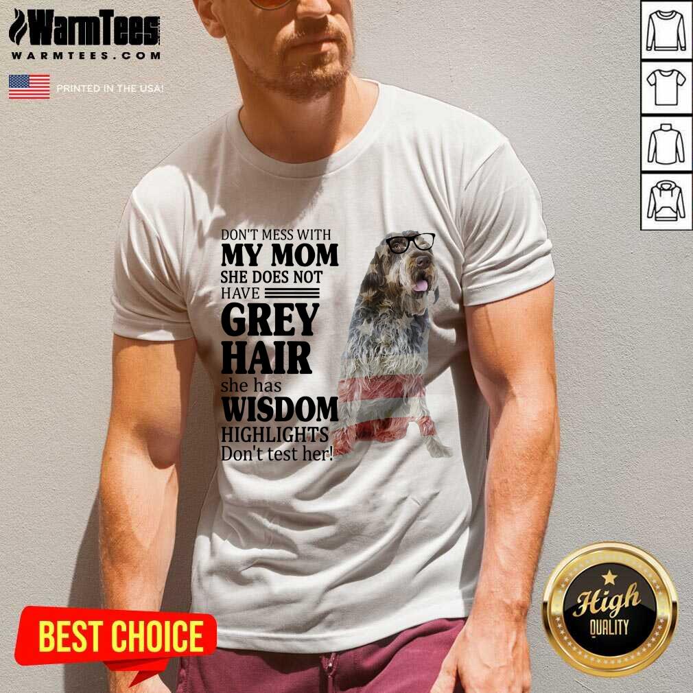 Funny Wirehaired Pointing Griffon My Mom Grey Hair Wisdom Highlights American Flag Shirt - Image 2