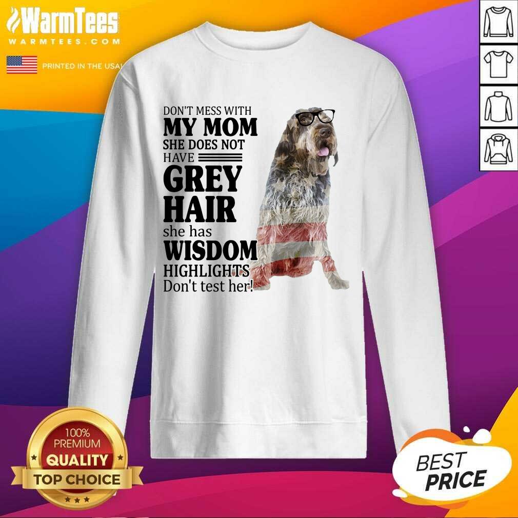 Funny Wirehaired Pointing Griffon My Mom Grey Hair Wisdom Highlights American Flag Shirt - Image 5