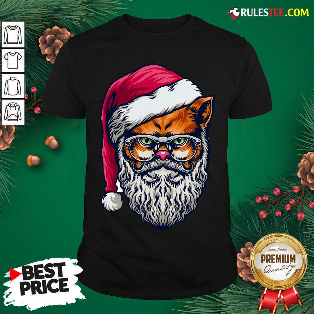 Funny Xmas Wildcat Santa Claus Christmas Wearing Glasses Shirt