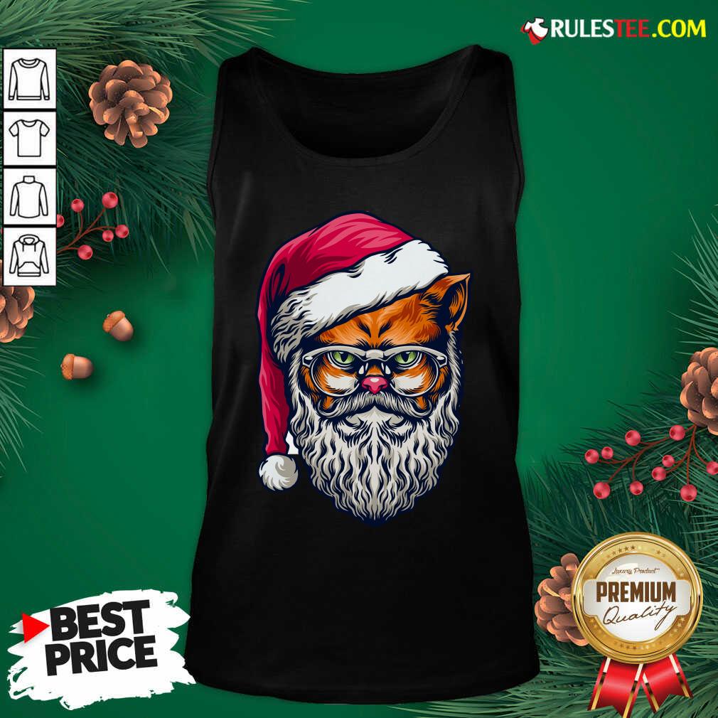 Funny Xmas Wildcat Santa Claus Christmas Wearing Glasses Shirt - Image 4