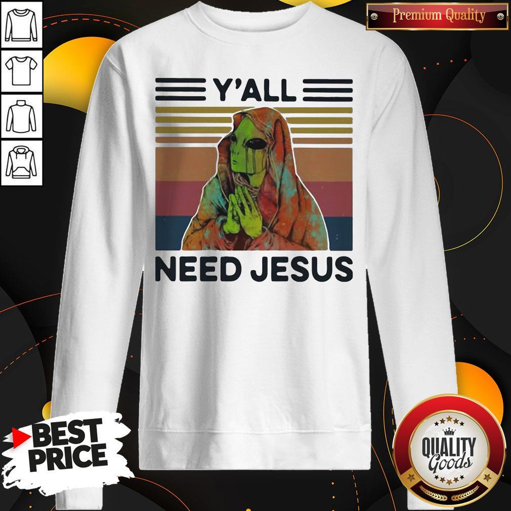 Funny Y'all Need Jesus Alien Vintage Retro Shirt - Image 2
