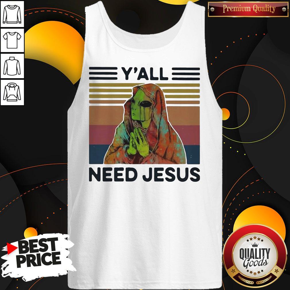 Funny Y'all Need Jesus Alien Vintage Retro Shirt - Image 5