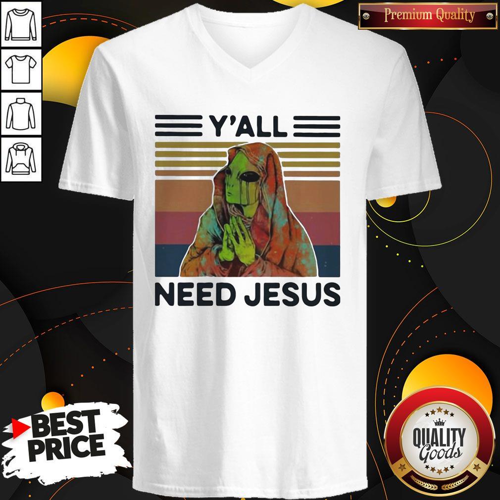 Funny Y'all Need Jesus Alien Vintage Retro Shirt - Image 4