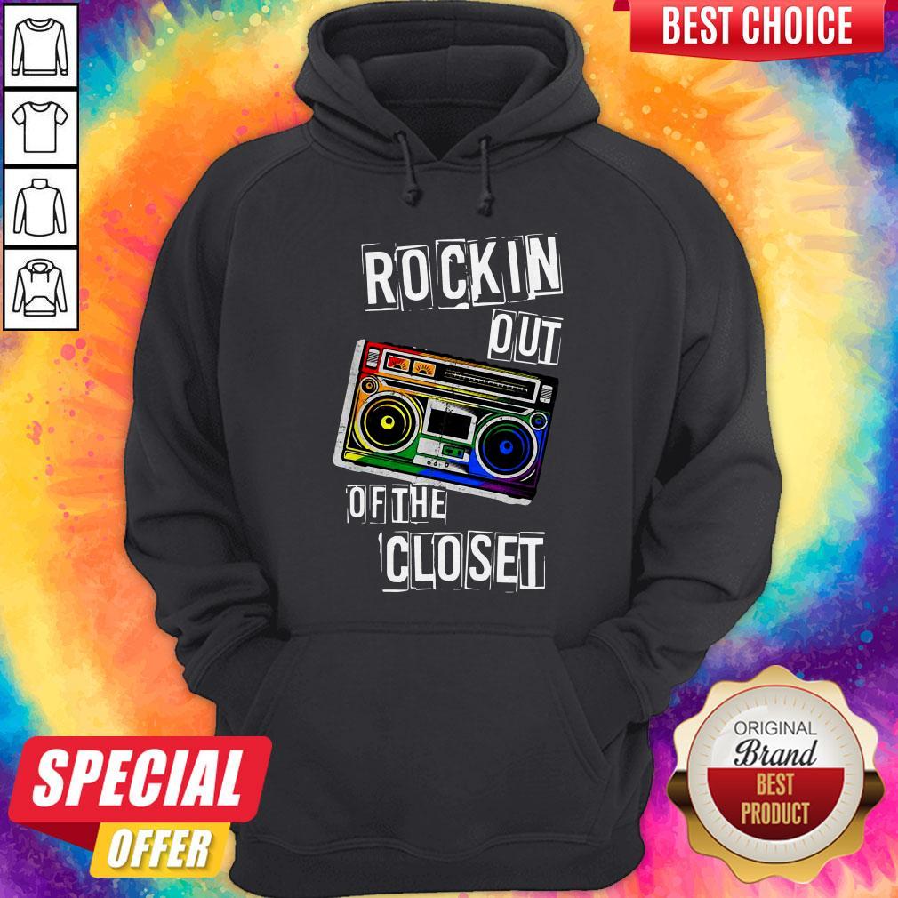 Gay Pride Rockin Out Of The Closet LGBTQ Parade Shirt - Image 5