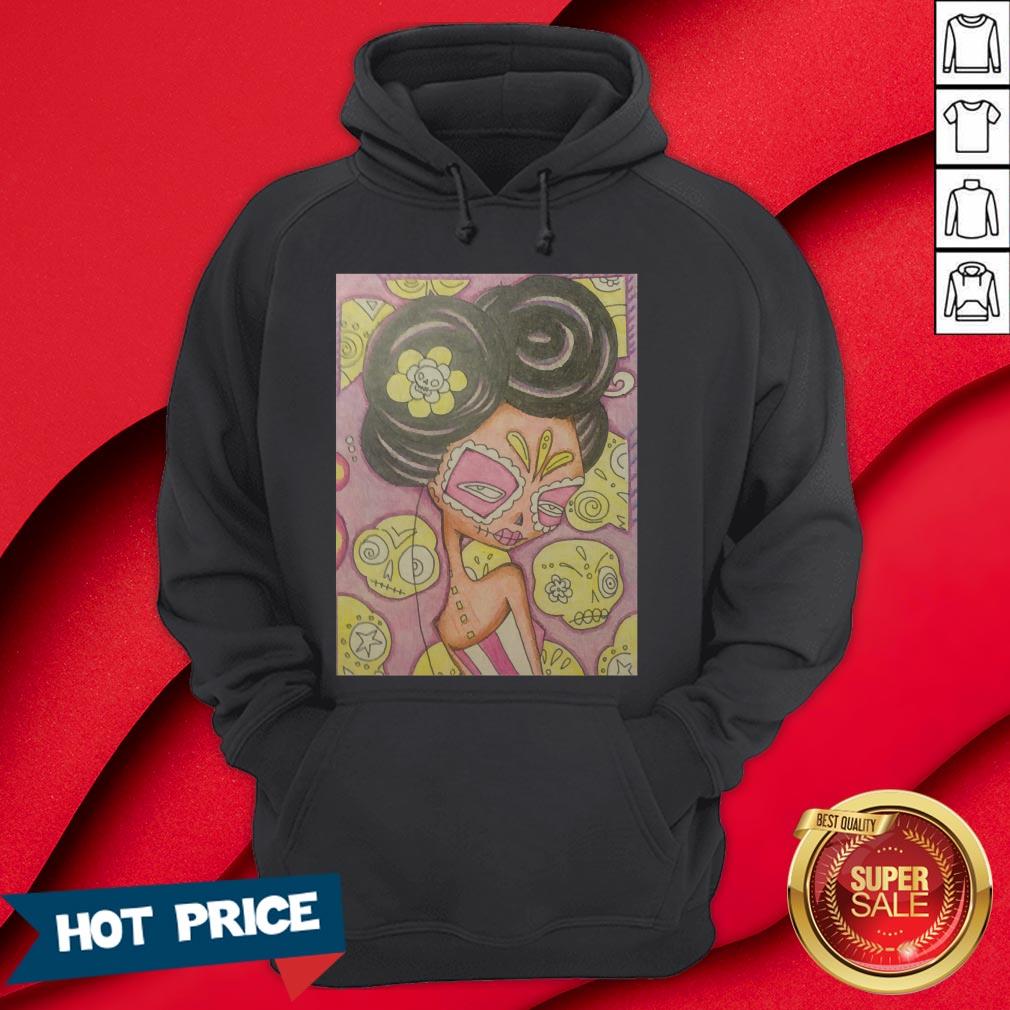 Geisha Gal Sugar Skull Day Of The Dead T-Shirt - Image 5