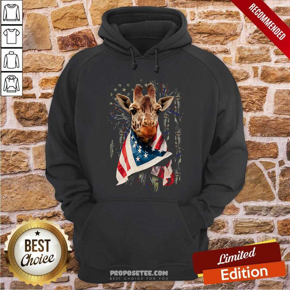 Giraffe Cool American Flag Shirt - Image 2