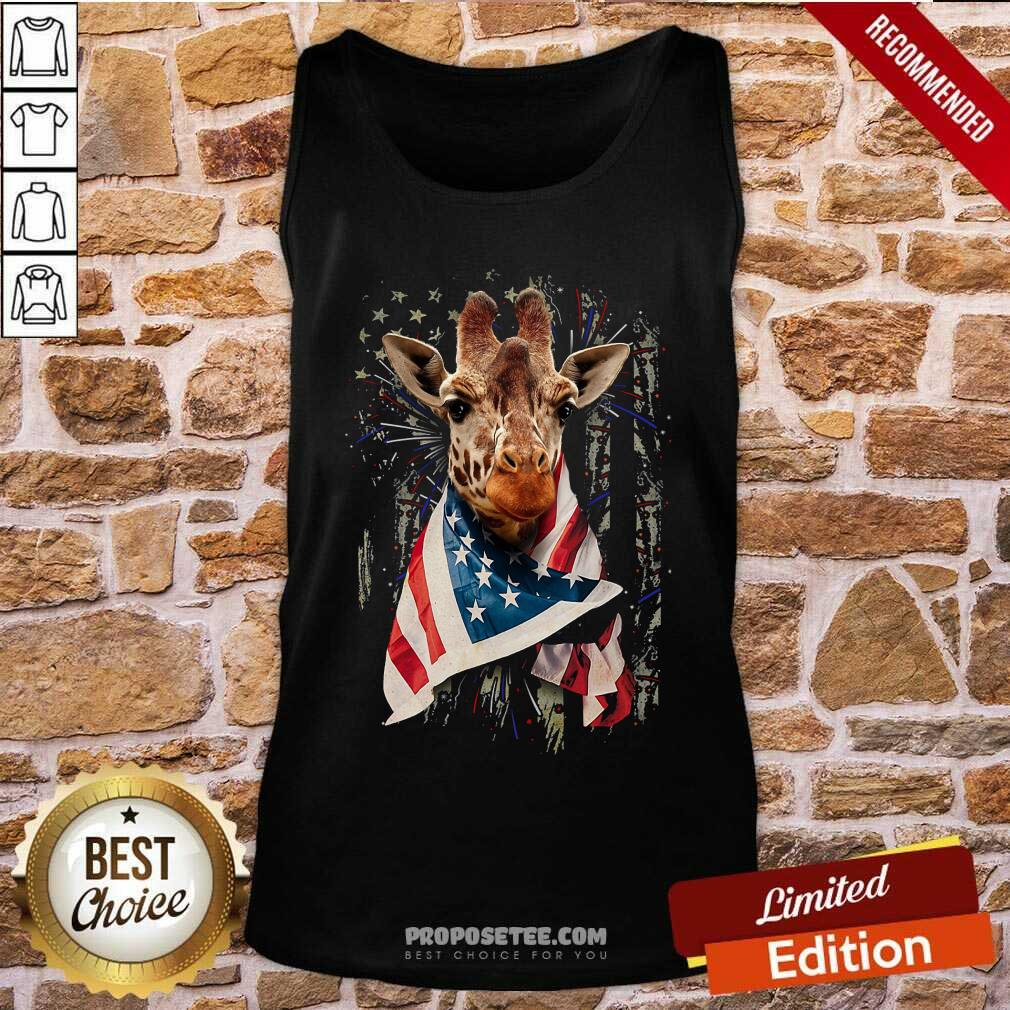 Giraffe Cool American Flag Shirt - Image 4