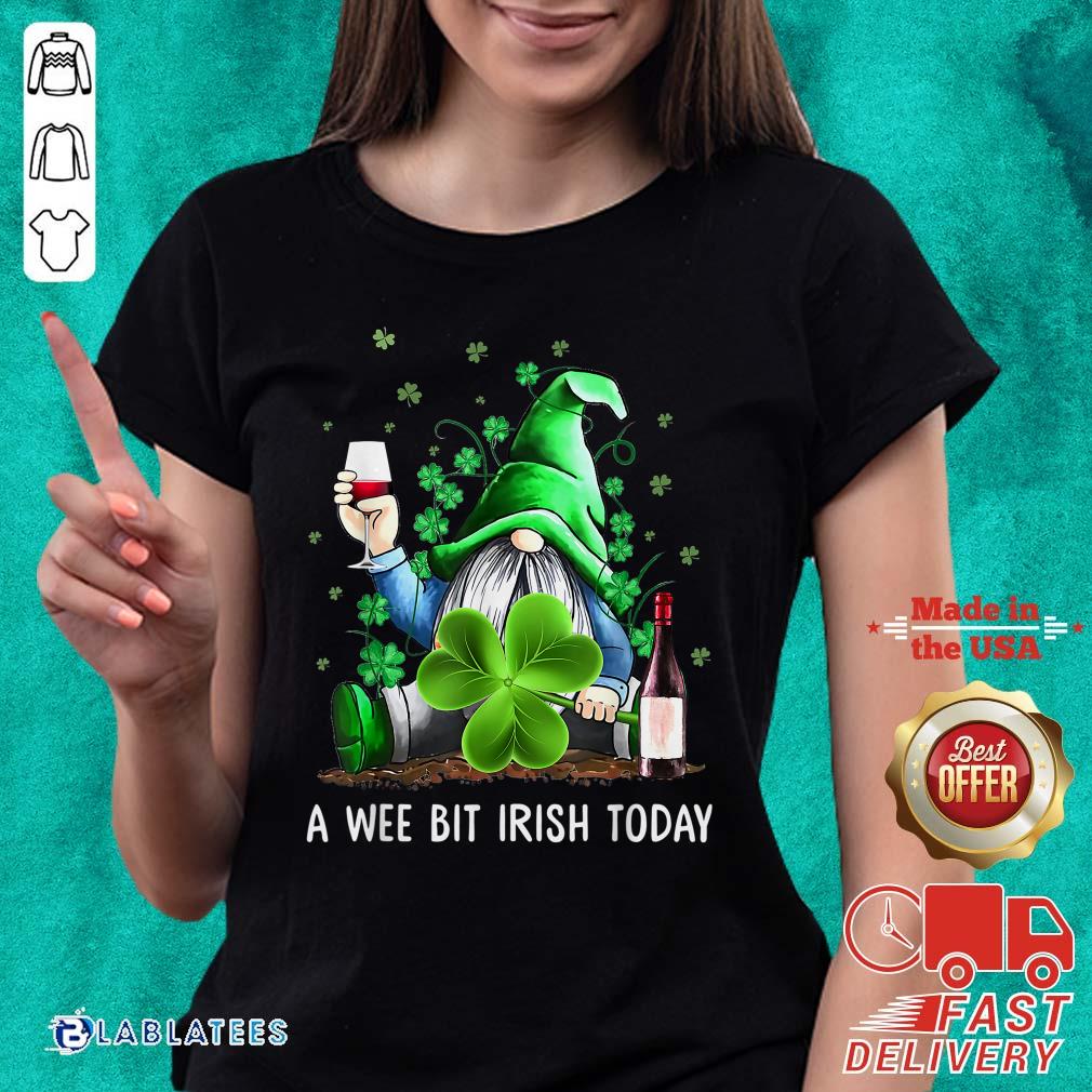 Gnome Drinks Wine Shamrock St. Patrick Day Shirt - Image 4