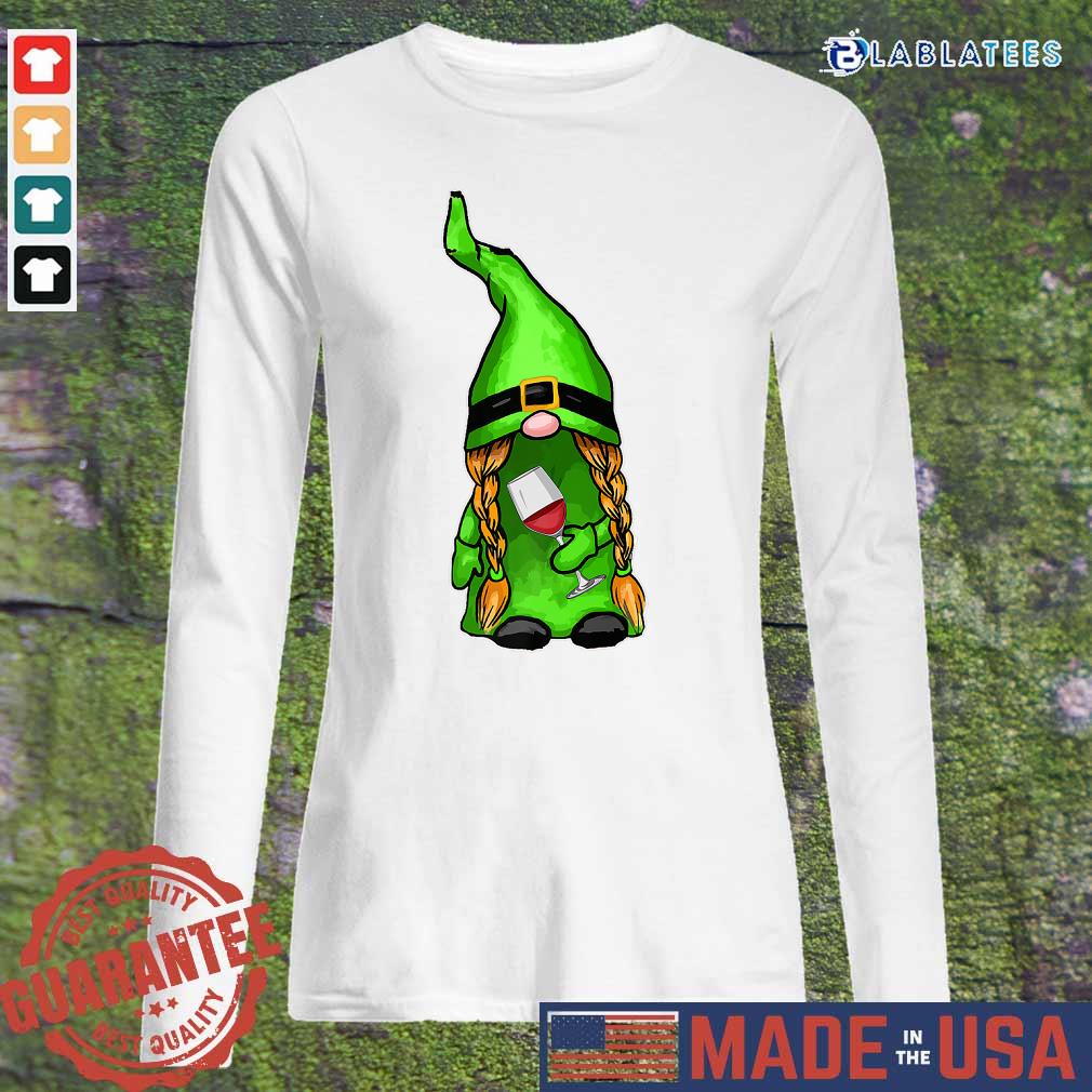 Gnome Happy St Patrick's Day Wine Shirt - Image 3