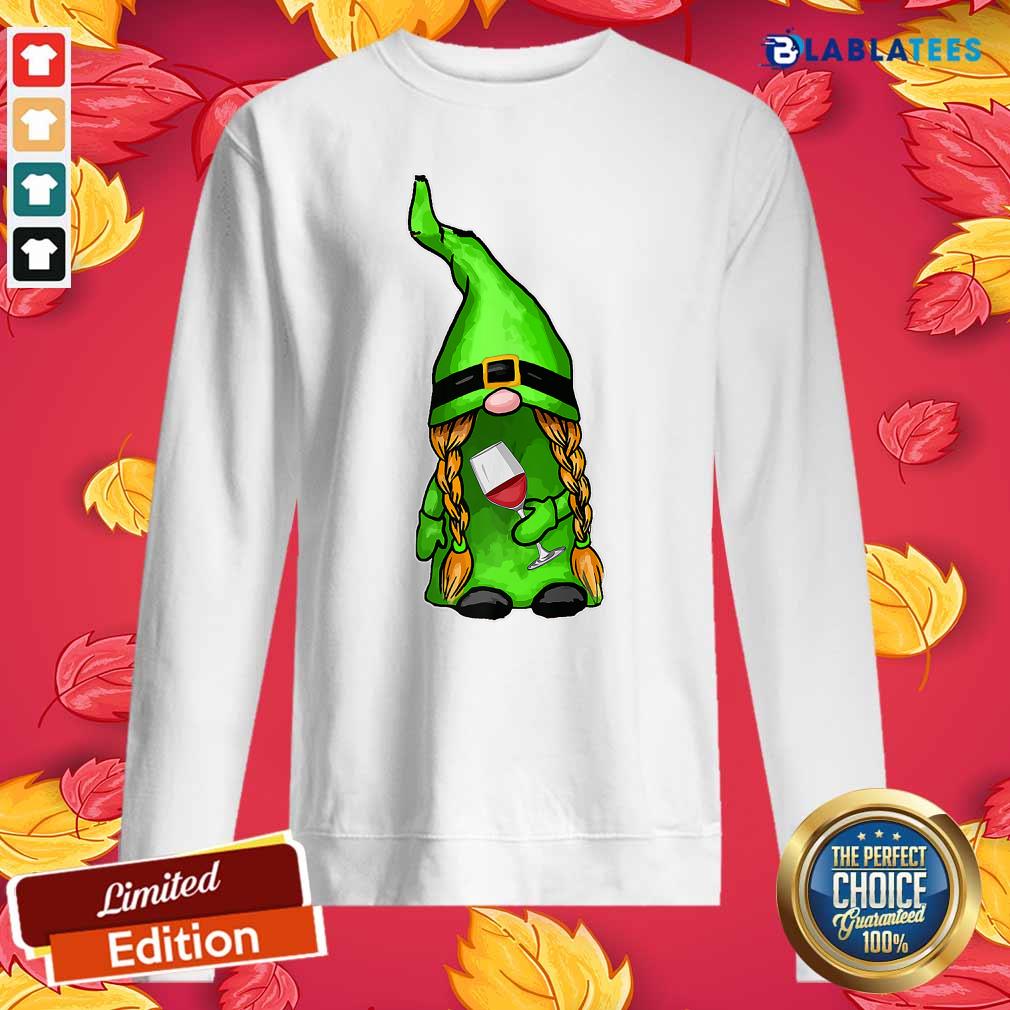 Gnome Happy St Patrick's Day Wine Shirt - Image 2