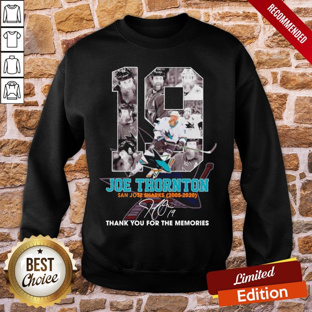 Good 19 Joe Thornton San Jose Sharks 2005 2020 Signature Thank You For The Memories Shirt - Image 4