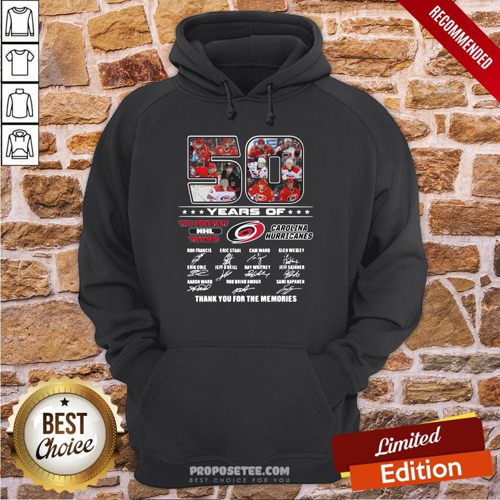 Good 50 Years Of Carolina Hurricanes The Greatest NHL Teams Thank You For The Memories Signatures Shirt - Image 5