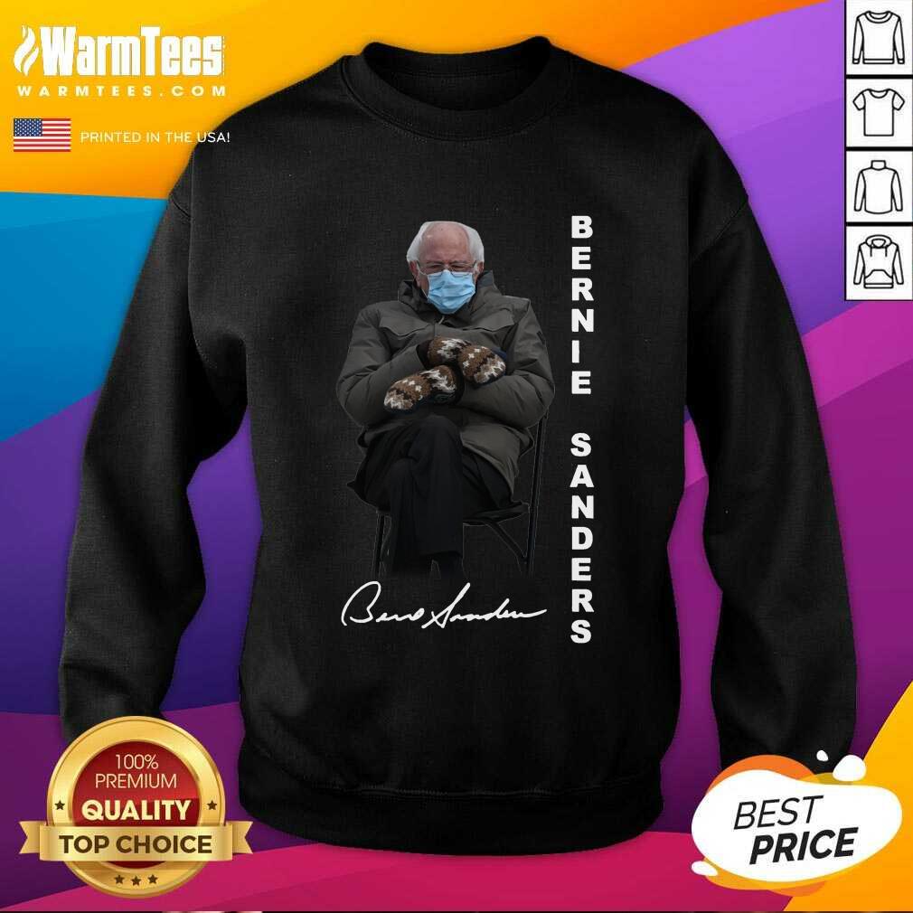 Good Bernie Sanders Sitting Inauguration Meme Mittens Signature Shirt - Image 3