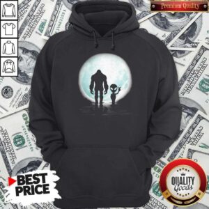 Alternative view of Good Bigfoot And Alien Under The Moon Shirt