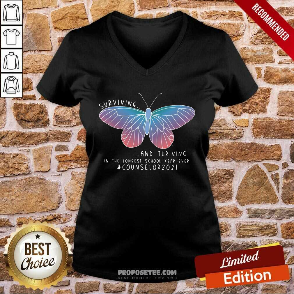 Good Butterfly Surviving And Thriving In The Longest School Year Ever Counselor 2021 Shirt - Image 3