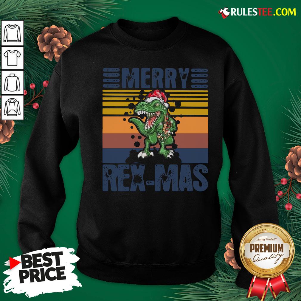 Good Christmas Santa T-Rex Merry Rexmas Vintage Shirt - Image 5