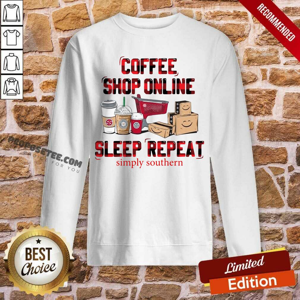 Good Coffee Shop Online Sleep Repeat Shirt - Image 5