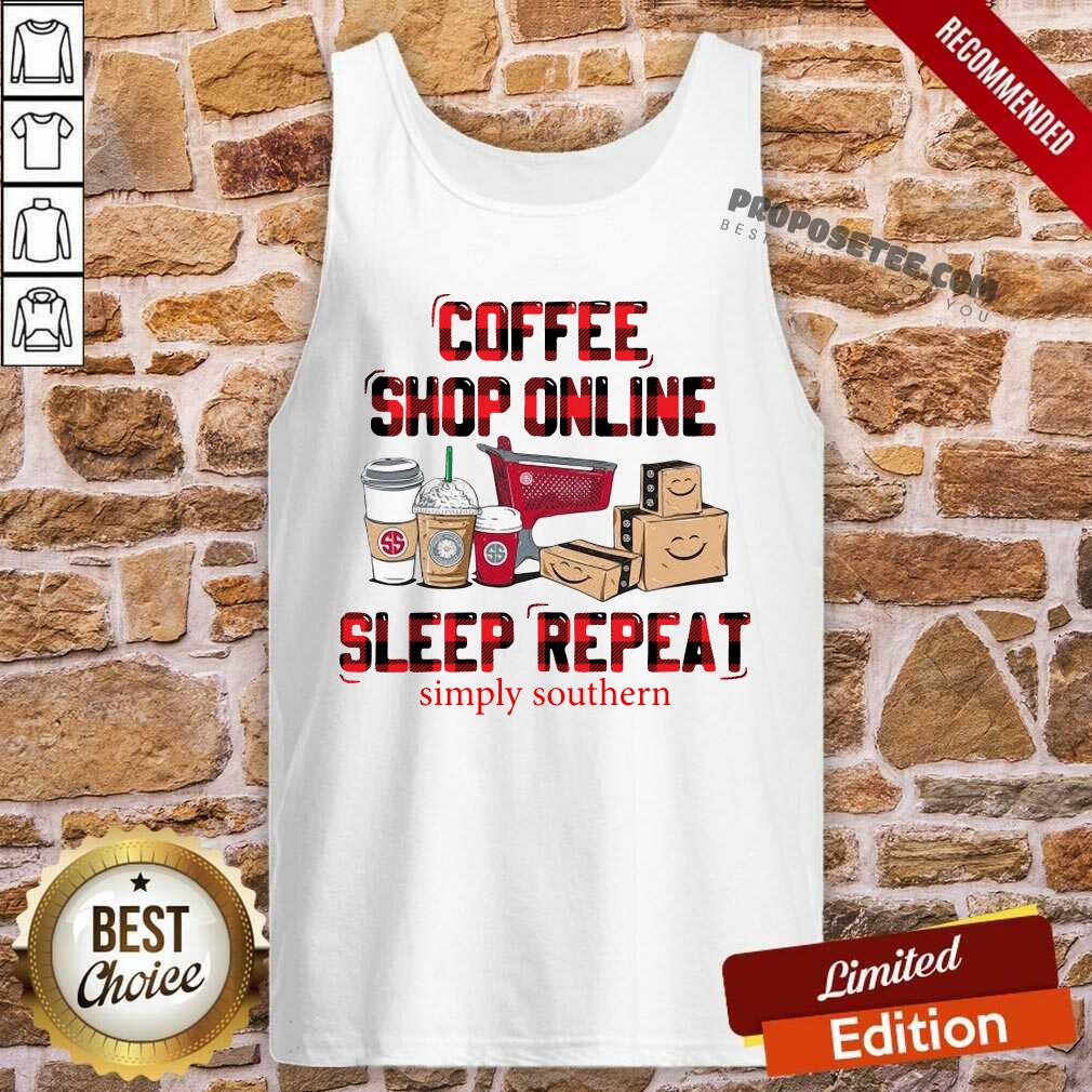 Good Coffee Shop Online Sleep Repeat Shirt - Image 4