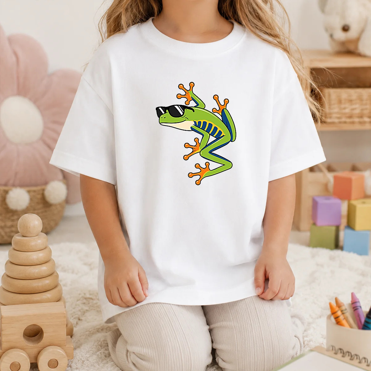 Good Cool Fun Cartoon Frog Sunglasses Summer Beach Shirt - Image 9