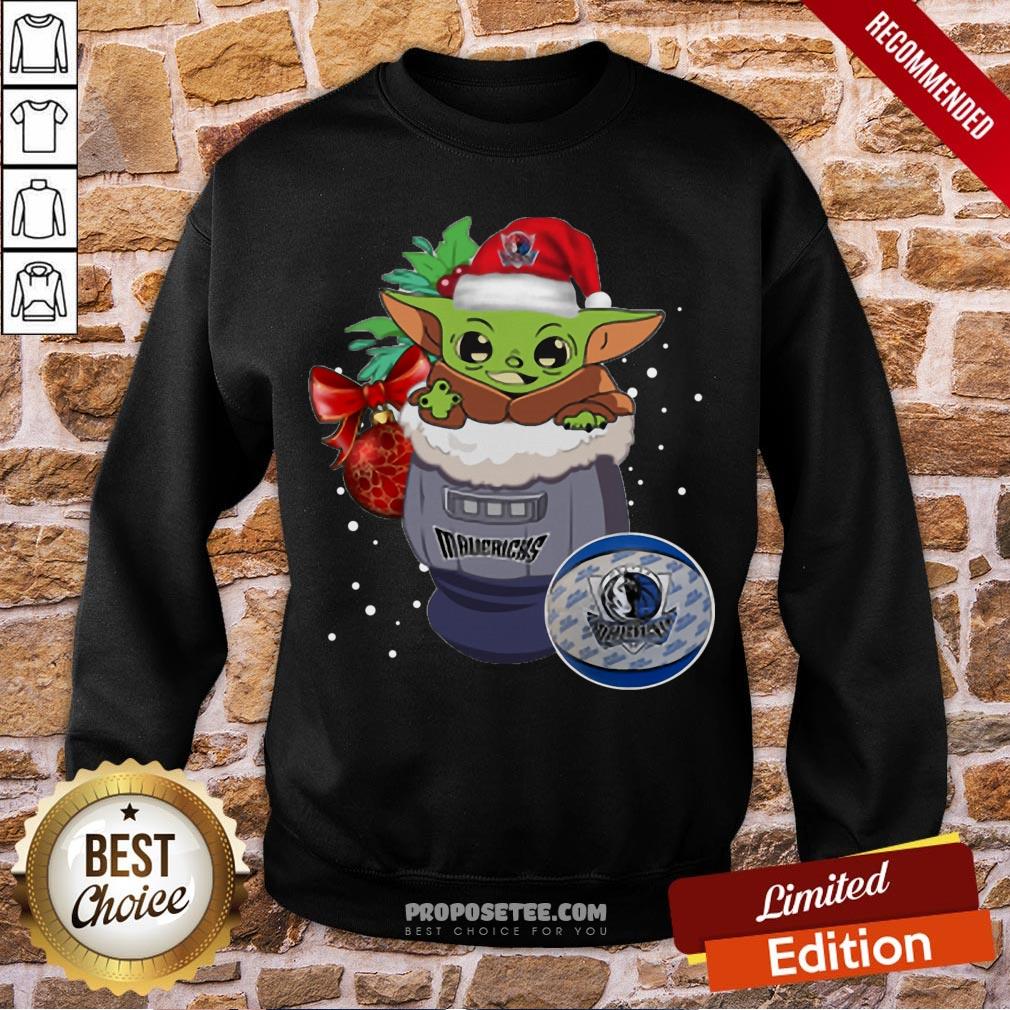 Good Dallas Mavericks Christmas Baby Yoda Star Wars Funny Happy Nba Shirt - Image 5