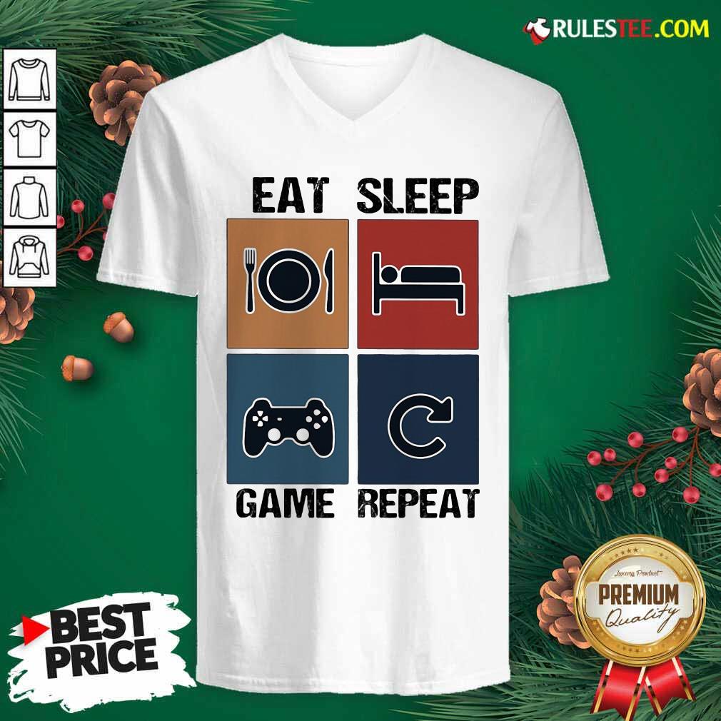 Good Eat Sleep Game Repeat Vintage Shirt - Image 4