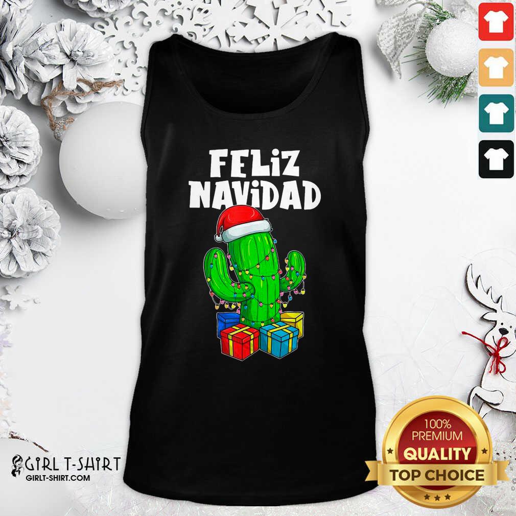 Good Funny Feliz Navidad Cactus Tree & Lights Spanish Pajama Christmas Shirt - Image 3